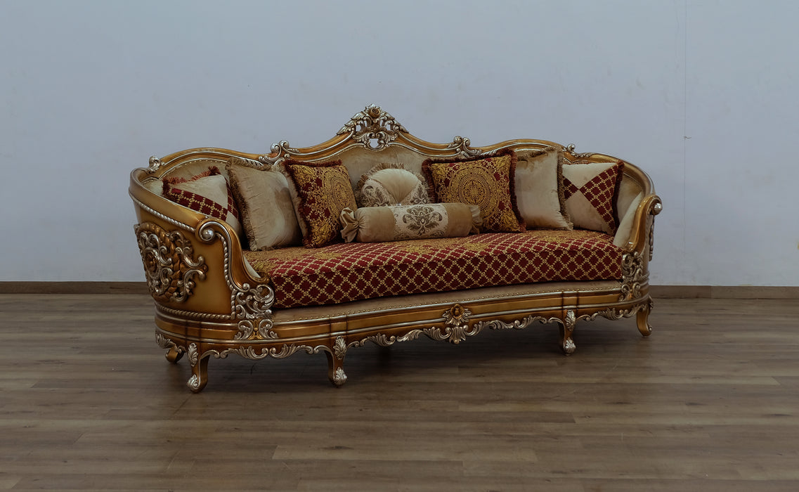 European Furniture - Saint Germain 2 Piece Luxury Sofa Set in Red Gold & Antique Silver - 35554-SL - GreatFurnitureDeal
