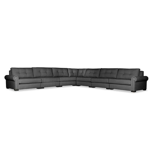 Nativa Interiors - Sylviane Buttoned Modular L-Shaped Sectional King 159" Charcoal - SEC-SYLV-BTN-CL-AR7-7PC-PF-CHARCOAL - GreatFurnitureDeal