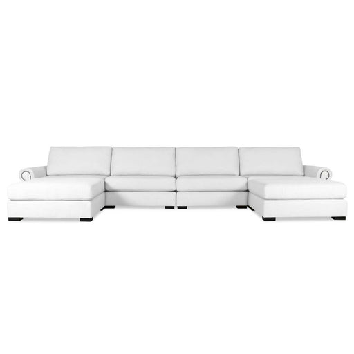 Nativa Interiors - Sylviane Modular Sectional U-Shape 83"D With Double Ottoman Off White - SEC-SYLV-DP-UL1-6PC-PF-WHITE - GreatFurnitureDeal