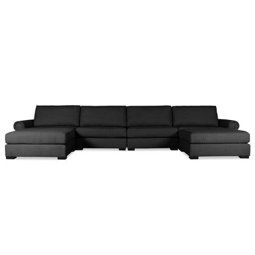 Nativa Interiors - Sylviane Modular Sectional U-Shape 76"D with Double Ottoman Charcoal - SEC-SYLV-CL-UL1-6PC-PF-CHARCOAL - GreatFurnitureDeal