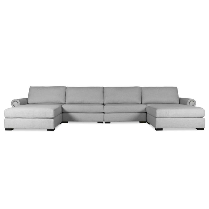 Nativa Interiors - Sylviane Modular Sectional U-Shape 83"D With Double Ottoman Off White - SEC-SYLV-DP-UL1-6PC-PF-WHITE - GreatFurnitureDeal