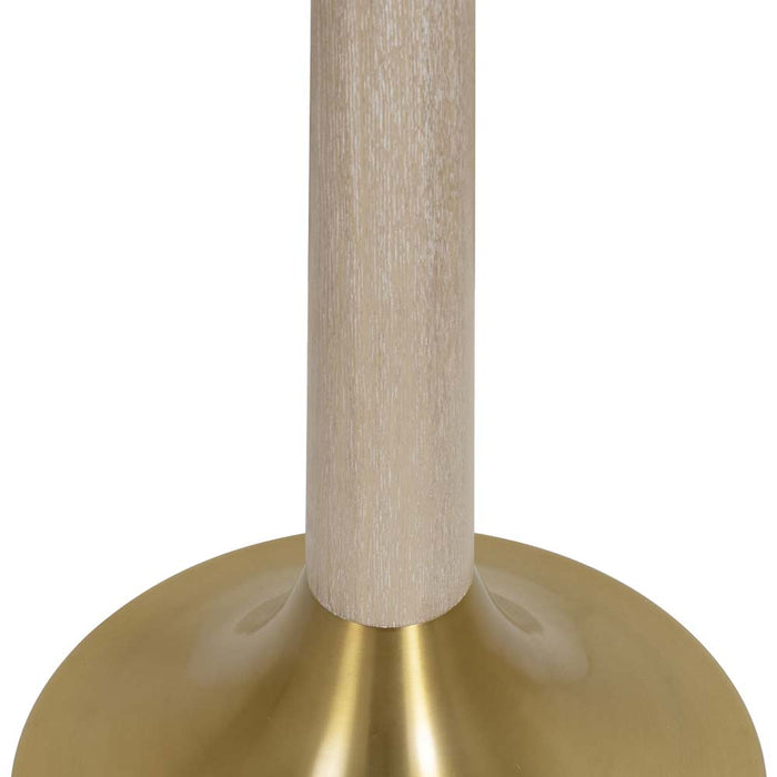 Worlds Away - Stanton Brushed Brass Base Floor Lamp With White Linen Shade in Cerused Oak - STANTON CO