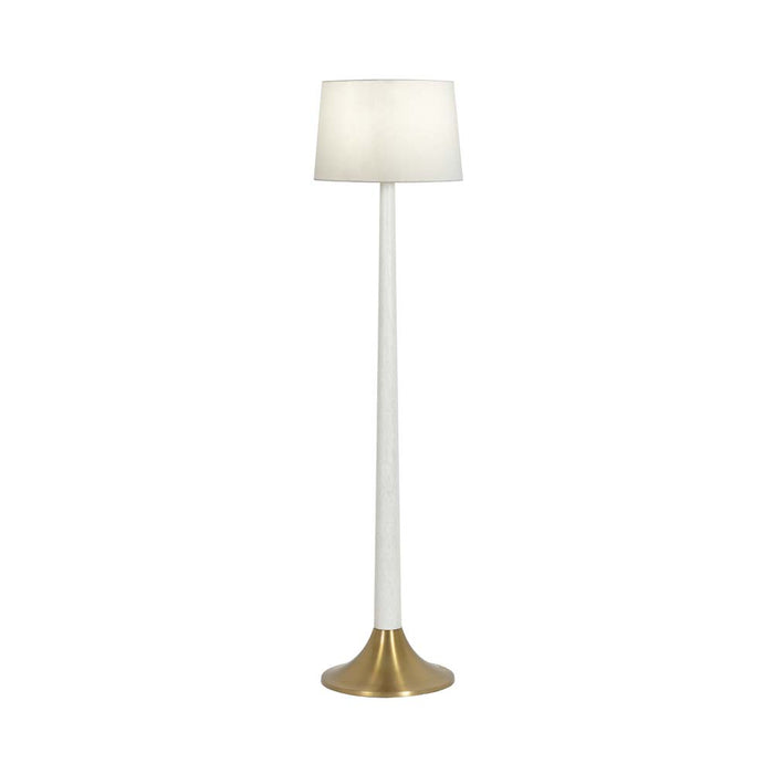 Worlds Away - Stanton Brushed Brass Base Floor Lamp With White Linen Shade in White Washed Oak - STANTON WWO - GreatFurnitureDeal