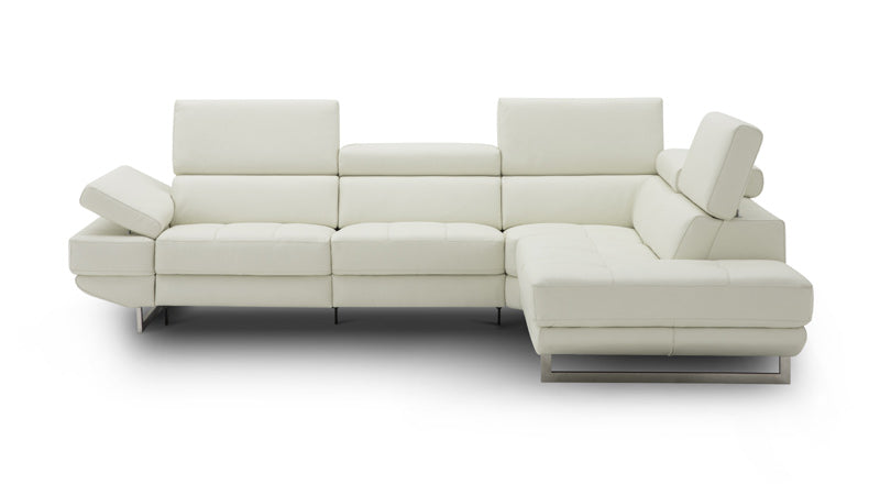 J&M Furniture - The Annalaise Recliner Leather Right Hand Chaise Sectional in Snow White - 19966-RHFC - GreatFurnitureDeal