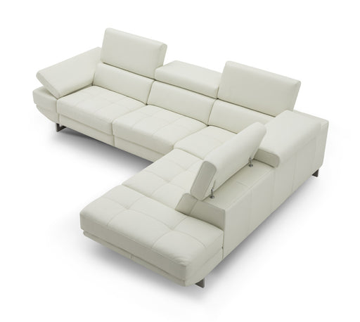 J&M Furniture - The Annalaise Recliner Leather Right Hand Chaise Sectional in Snow White - 19966-RHFC - GreatFurnitureDeal