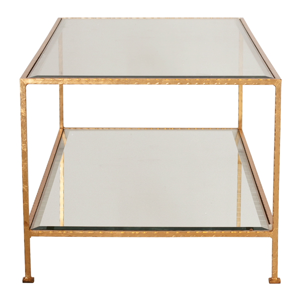 Worlds Away - Taylor Gold Leaf Rectangular Coffee Table W Beveled Glass - TAYLOR G - GreatFurnitureDeal