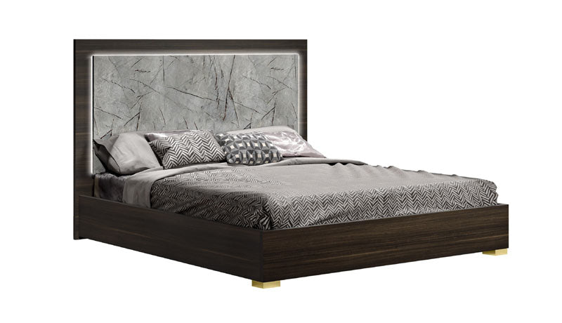 J&M Furniture - Travertine Queen Bed in Dark Oak and Gray - 18772-Q