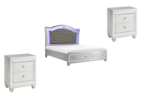 Homelegance - Leesa 3 Piece California King Platform Bedroom Set in Silver - 1430K-1CK*3 - GreatFurnitureDeal