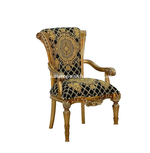European Furniture - Maggiolini Dining Arm Chair With Damask Fabric Chair Set of 2 - 61958-AC - GreatFurnitureDeal