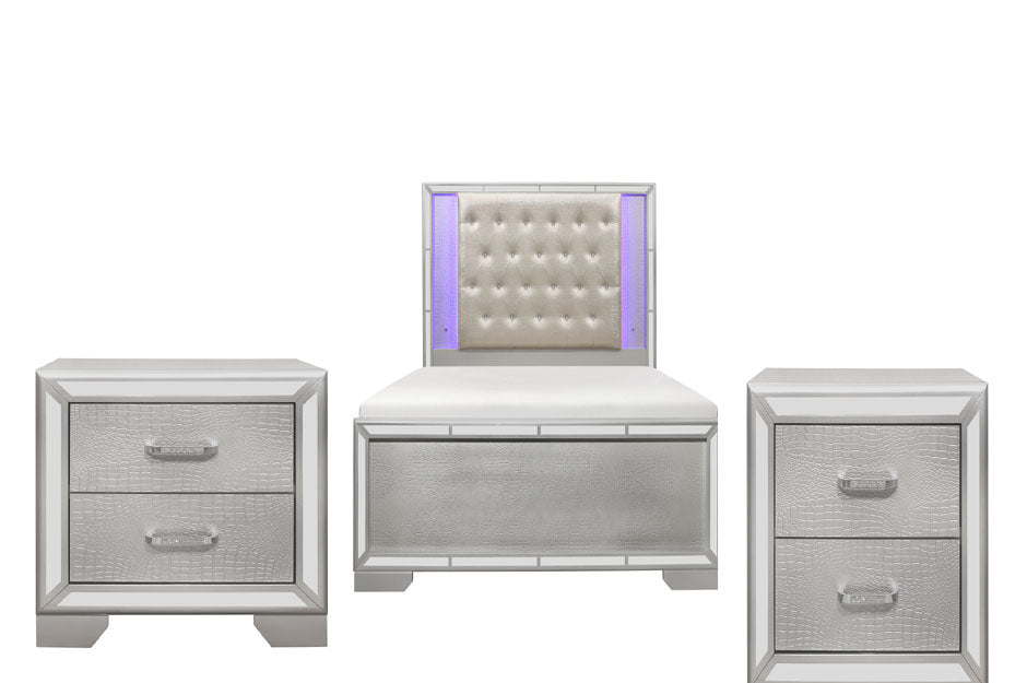 Homelegance - Aveline 3 Piece Queen Bedroom Set in Silver - 1428SV-1*3