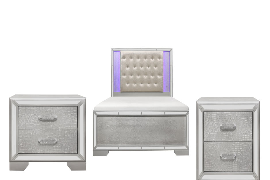 Homelegance - Aveline 3 Piece California King Bedroom Set in Silver - 1428SVK-1CK*3