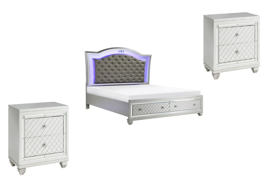 Homelegance - Leesa 3 Piece California King Platform Bedroom Set in Silver - 1430K-1CK*3