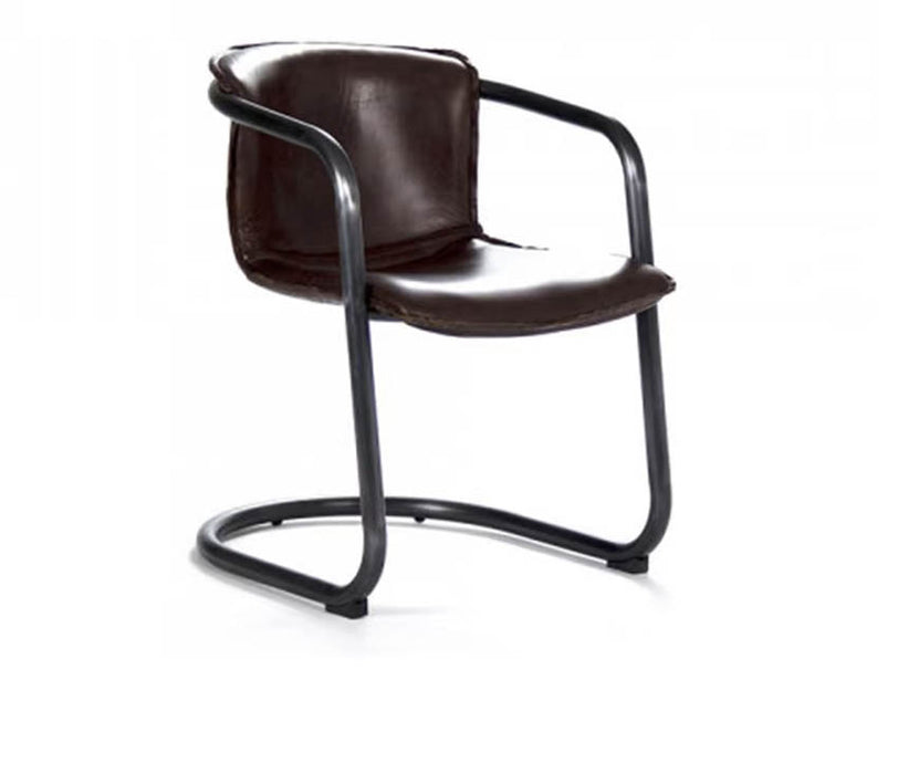 Zentique -  Kye Grained Brown Leather Arm Dining Chair - PF7131 - GreatFurnitureDeal