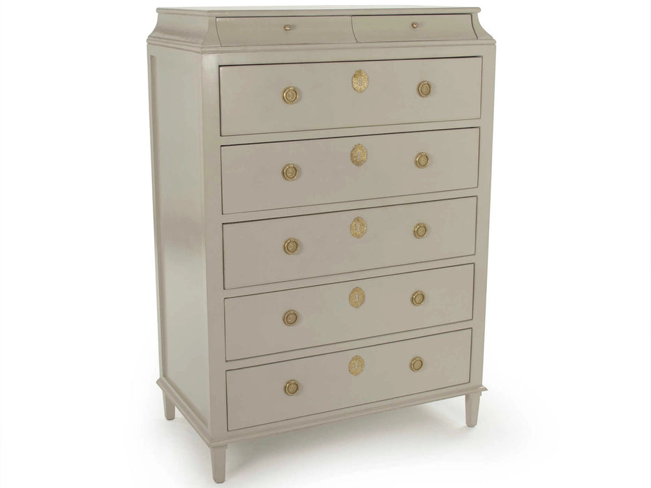 Zentique - Anjelica Off-White / Gold Leaf Seven-Drawer Chest of Drawers -  LI-S17-24-65 - GreatFurnitureDeal