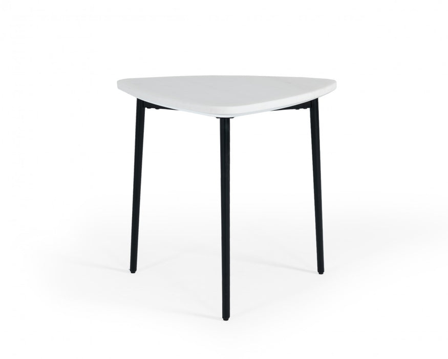 VIG Furniture - Modrest Andros White Marble Black Metal End Table - VGGMM-ET-1582-WHT-ET - GreatFurnitureDeal