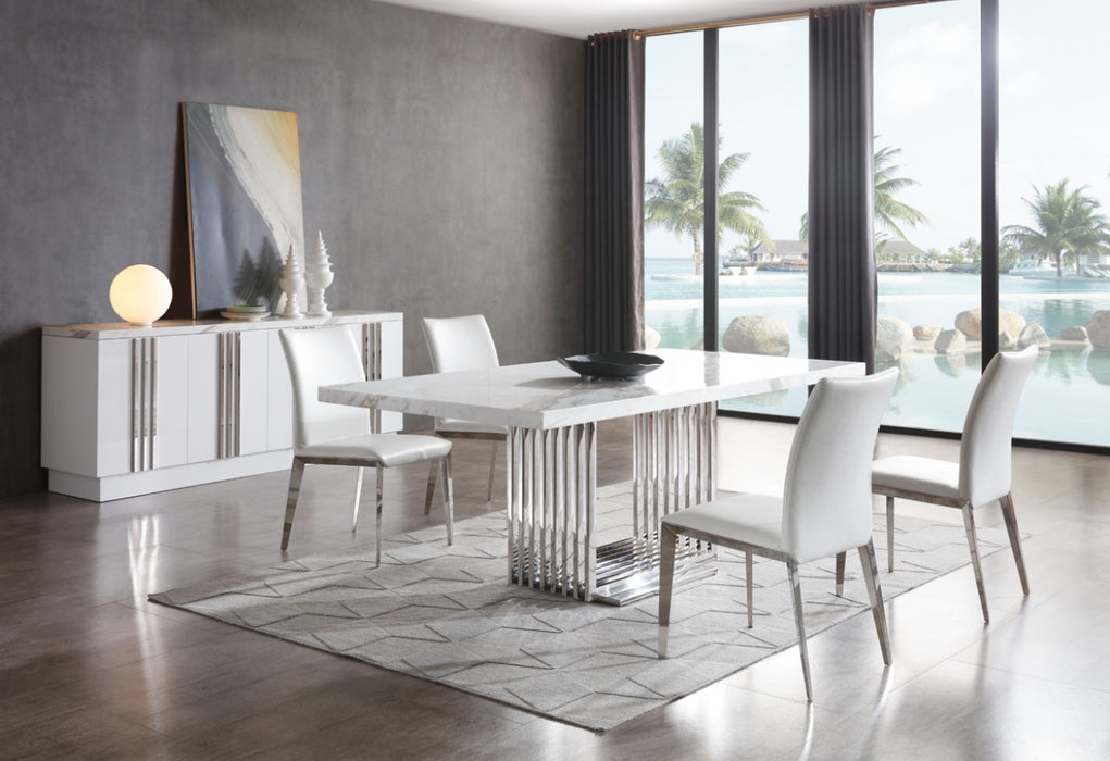 VIG Furniture - Modrest Kingsley Modern Marble & Stainless Steel Dining Table - VGVCT8933-STL