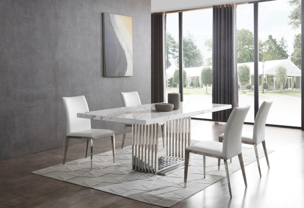 VIG Furniture - Modrest Kingsley Modern Marble & Stainless Steel Dining Table - VGVCT8933-STL - GreatFurnitureDeal