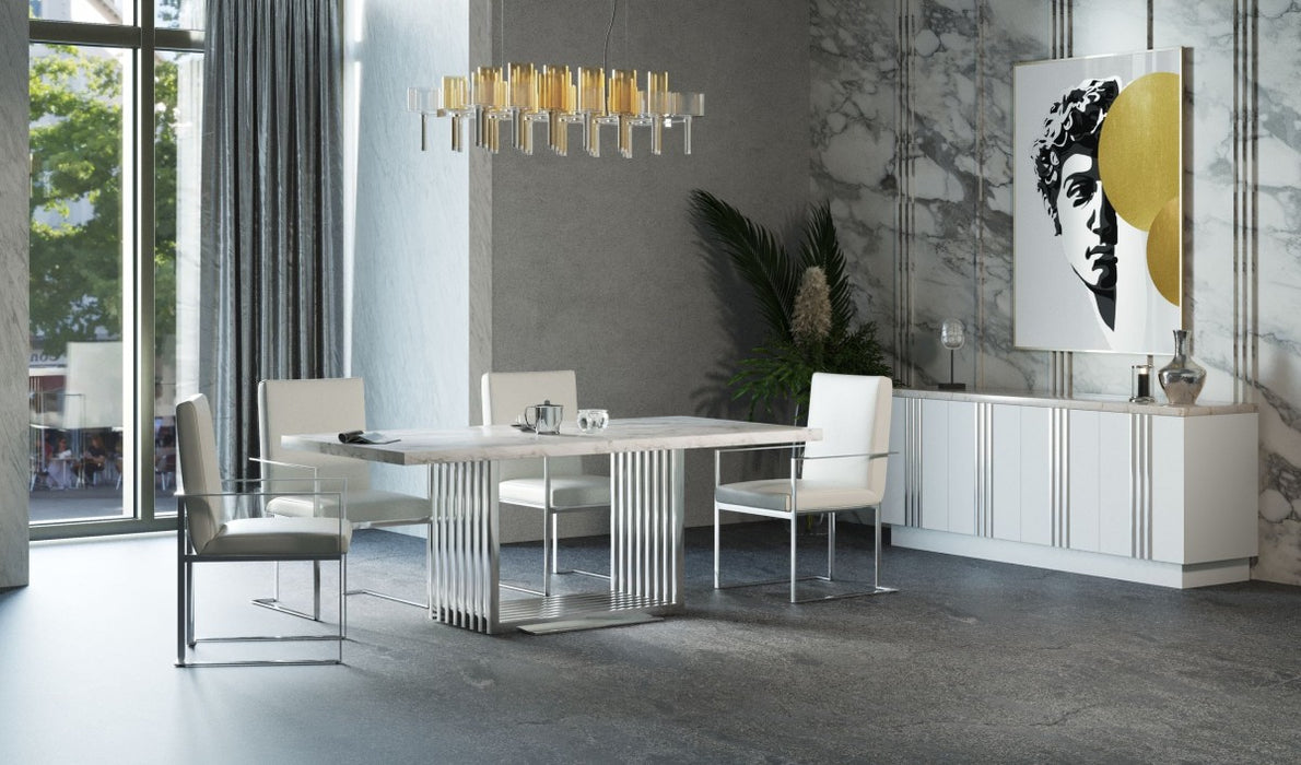 VIG Furniture - Modrest Kingsley Modern Marble & Stainless Steel Dining Table - VGVCT8933-STL