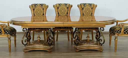 European Furniture - Valentina 9 Piece Dining Room Set With Gold Black Chair - 51955-61958-9SET - GreatFurnitureDeal