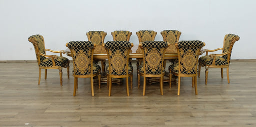 European Furniture - Valentina 11 Piece Dining Room Set With Gold Black Chair - 51955-61958-11SET - GreatFurnitureDeal