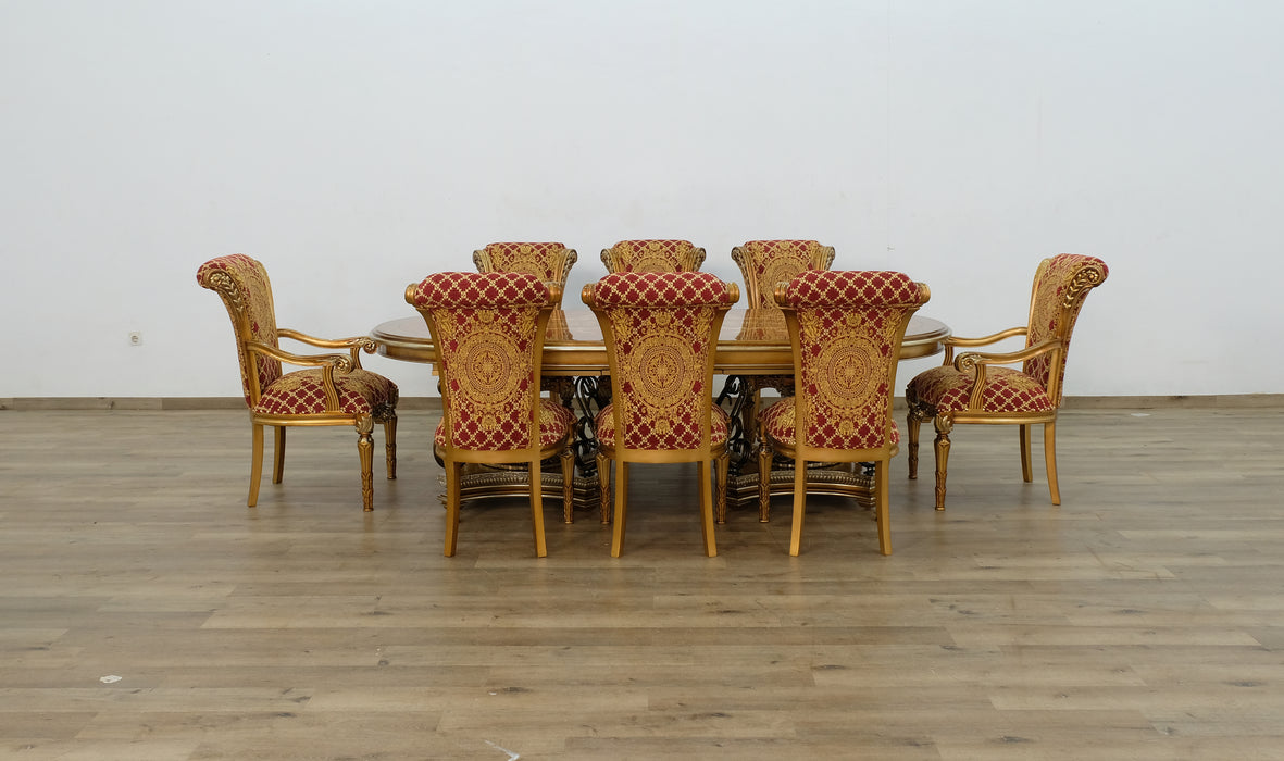 European Furniture - Valentina 9 Piece Dining Room Set With Gold Red Chair - 51955-61959-9SET - GreatFurnitureDeal