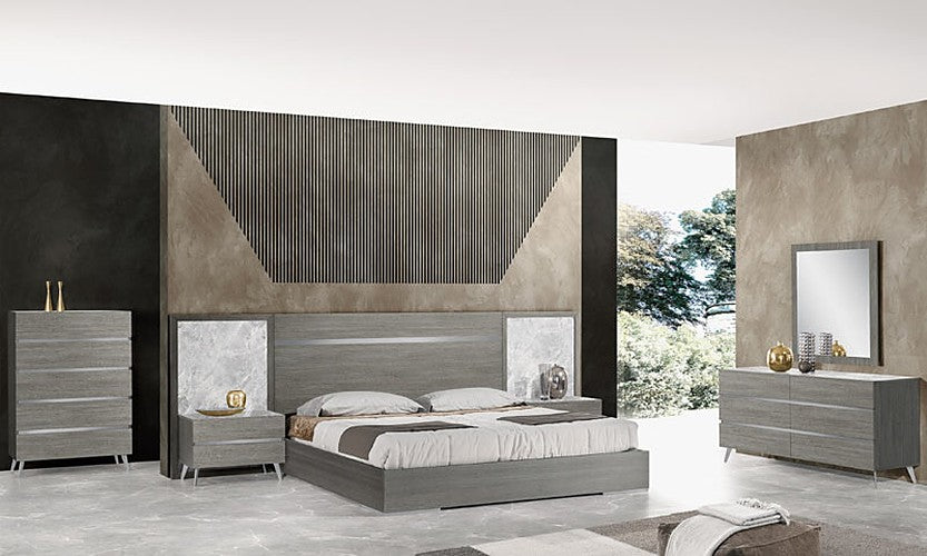 J&M Furniture - Victoria 5 Piece Queen Bedroom Set in Melamine and Grey - 18699-Q-5SET - GreatFurnitureDeal