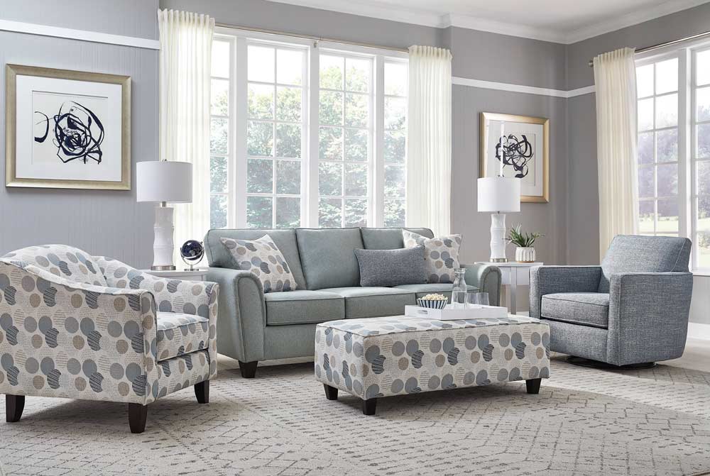 Southern Home Furnishings Jonah Foam Sofa in Blue Grey 49-00