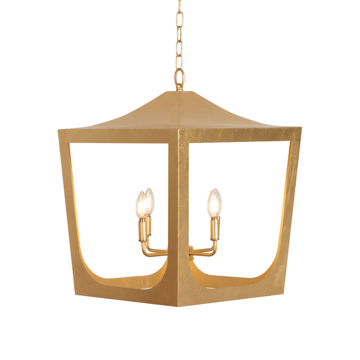 Worlds Away - Wimble Modern Pagoda Lantern With Four Light Gold Leaf Cluster Body in Gold Leaf - WIMBLE G - GreatFurnitureDeal
