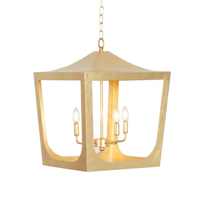 Worlds Away - Wimble Modern Pagoda Lantern With Four Light Gold Leaf Cluster Body in Gold Leaf - WIMBLE G