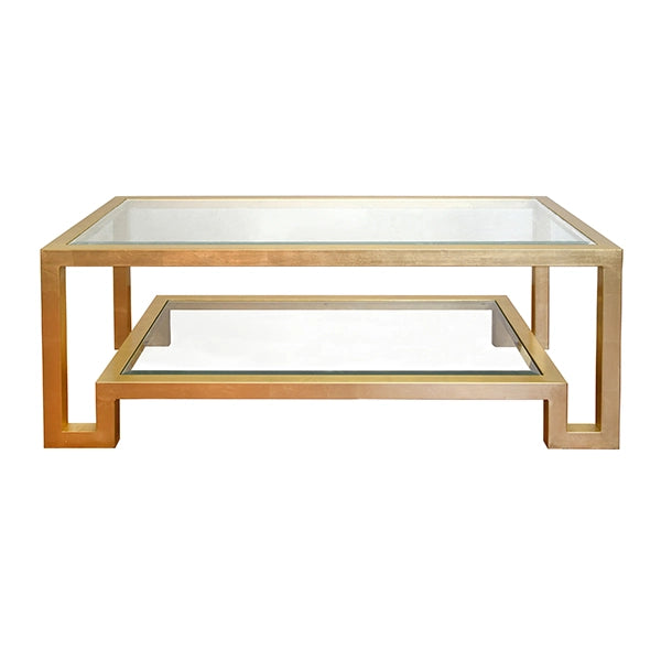 Worlds Away - Winston Coffee Table In Gold Leaf - WINSTON G
