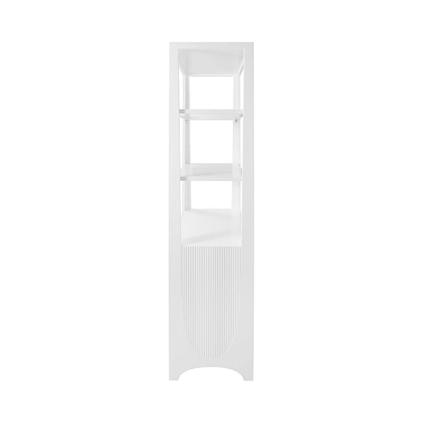 Worlds Away - Etagere With Two Door Fluted Cabinet in Matte White Lacquer - YOUNG WH
