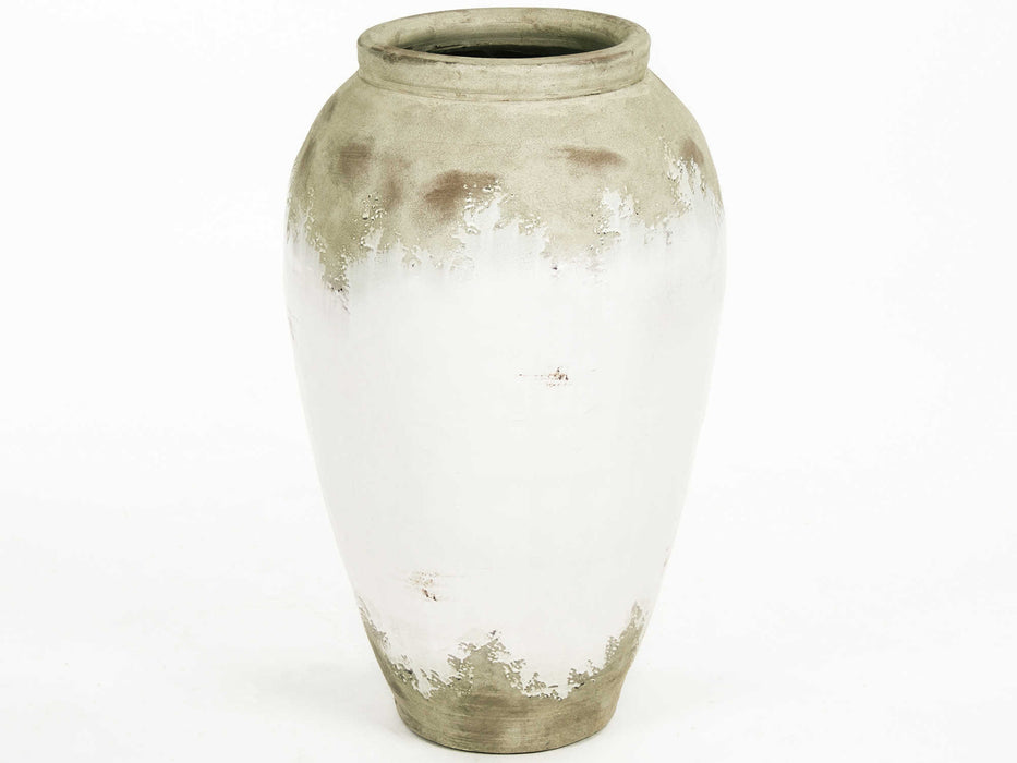 Zentique - Distressed White Vase - 14A108 - GreatFurnitureDeal