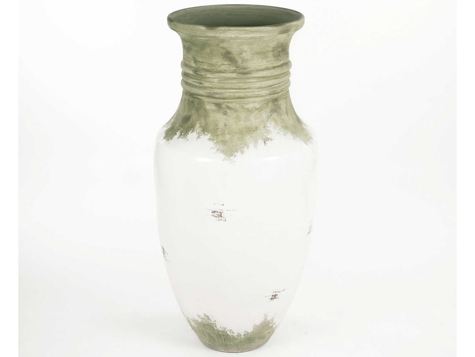 Zentique - Distressed White Vase - 14A109
