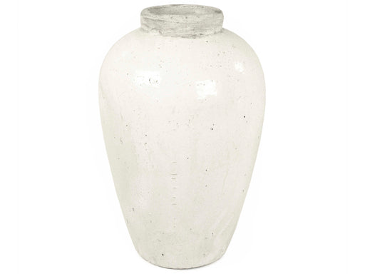Zentique - Distressed White 15'' Wide Vase - 4871L A25A - GreatFurnitureDeal