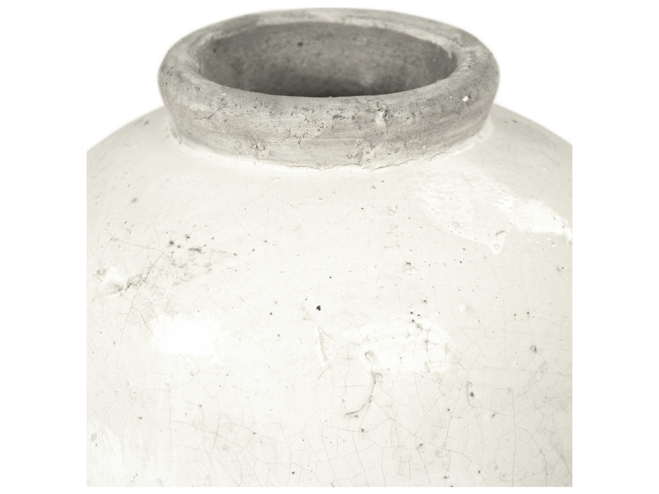 Zentique - Distressed White 15'' Wide Vase - 4871L A25A - GreatFurnitureDeal