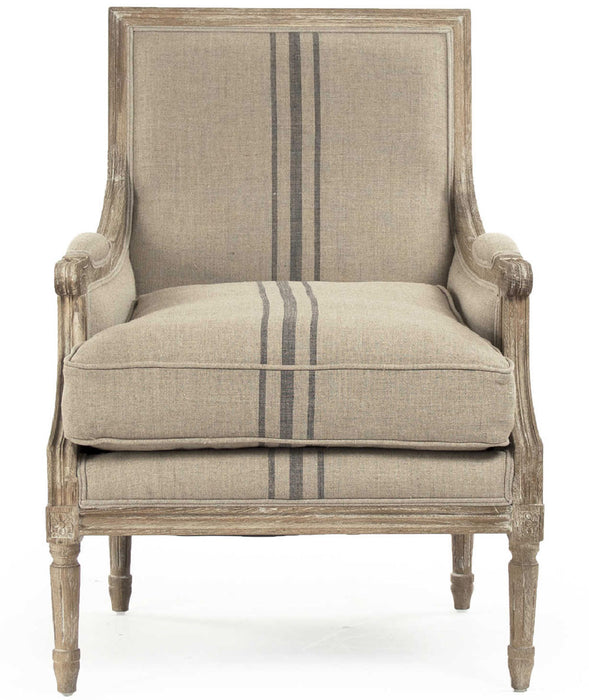 Zentique - Louis Khaki / Blue Stripe Accent Club Chair  - B007 E272 A033 Blue Stripe