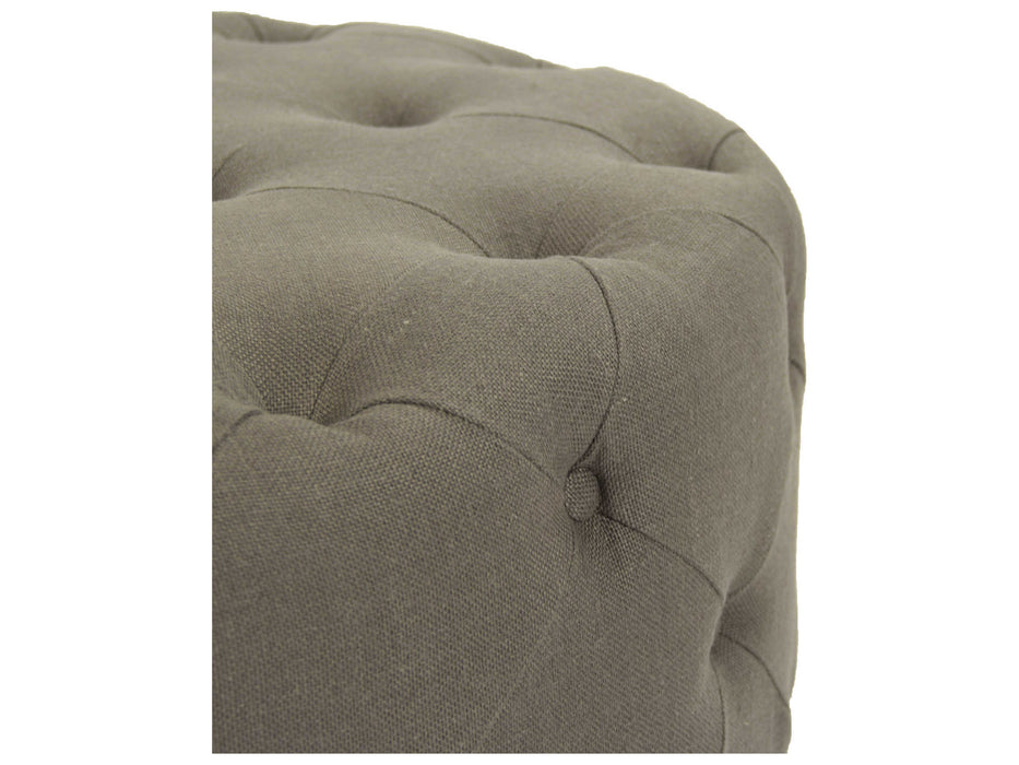 Zentique - Round Tufted Grey Linen Ottoman -  F204 A048 - GreatFurnitureDeal
