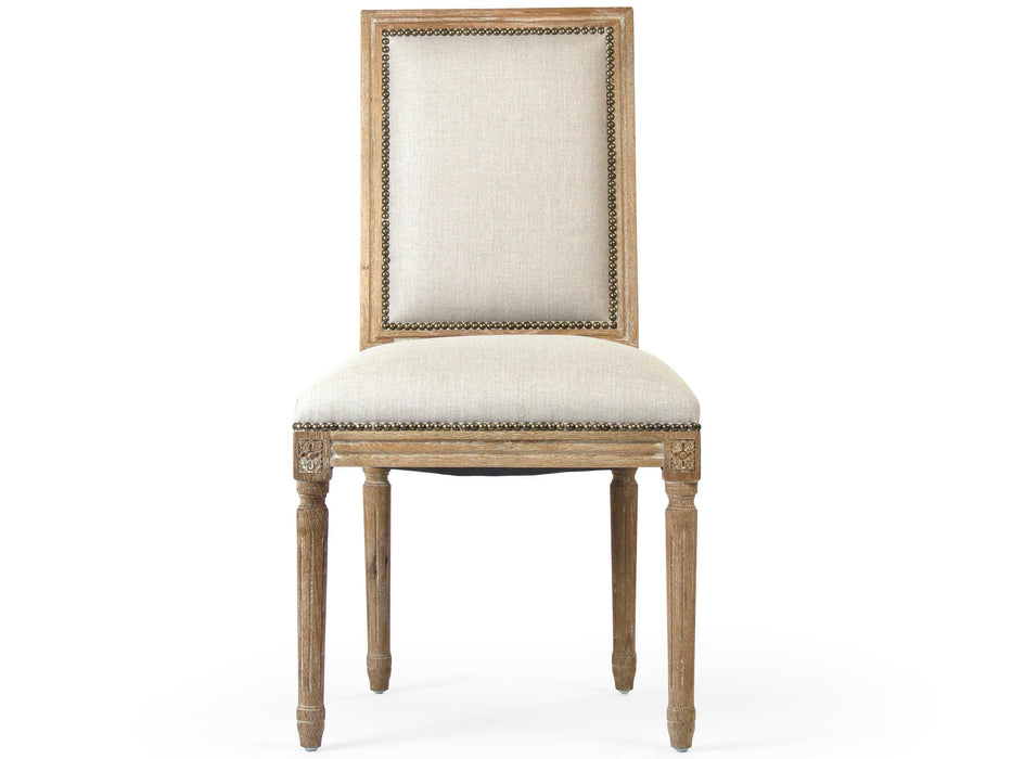 Zentique - Louis Natural Linen / Limed Grey Side Dining Chair - FC010-4 E272 A003 w/ Nailhead - GreatFurnitureDeal