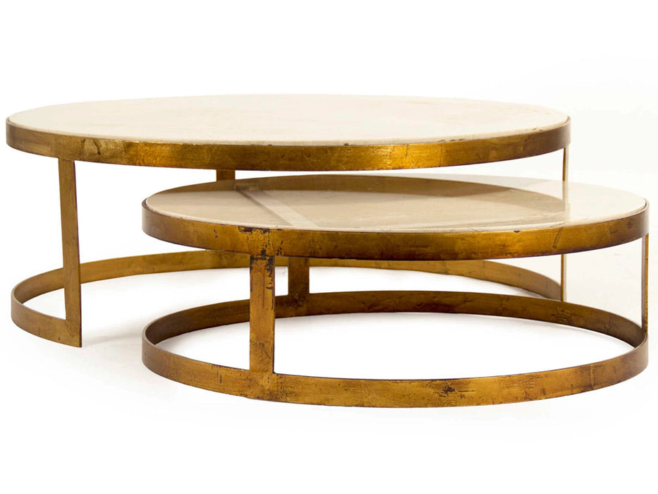 Zentique -  Fae Gold Leaf / Cream Marble 31'' Wide Round Coffee Table - LI-S15-18-141