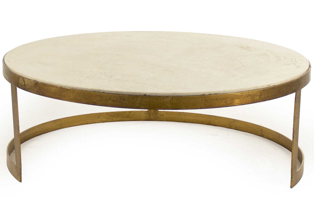 Zentique -  Fae Gold Leaf / Cream Marble 31'' Wide Round Coffee Table - LI-S15-18-141