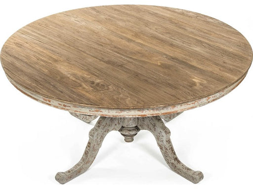Zentique - Provence Natural / Distressed Grey 62'' Wide Round Dining Table - ZENLI-S8-25-01 - GreatFurnitureDeal