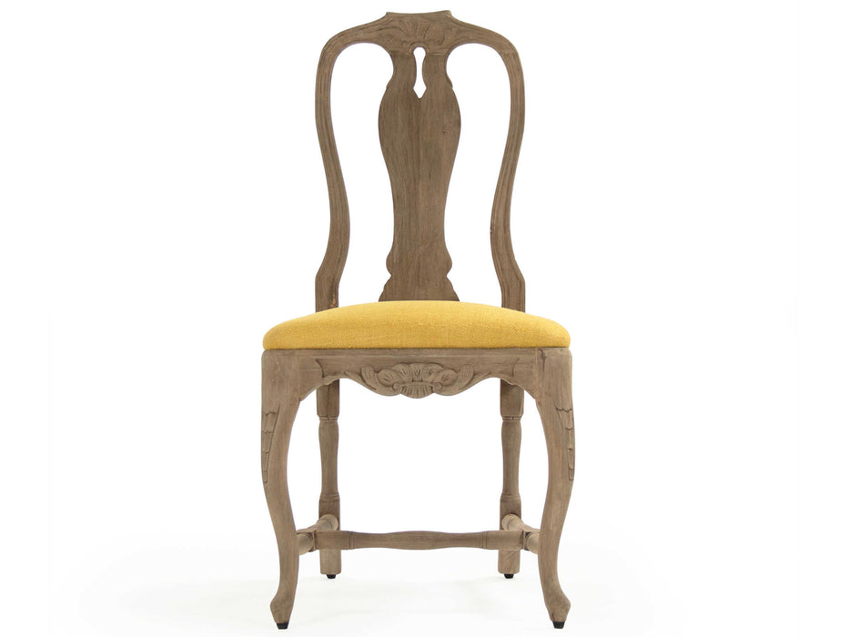 Zentique - Kate Dry Natural Birch / Yellow Raw Silk Side Dining Chair - LI-S9-22-21-Y - GreatFurnitureDeal