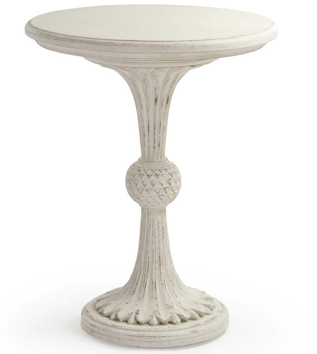 Zentique - Fabiola Distressed Cream 23'' Wide Round Pedestal Table - LI-SH14-13-112 Cream - GreatFurnitureDeal