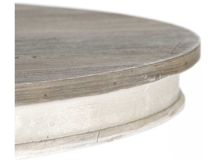 Zentique - Chandler Weathered Dry Natural / White Washed 43'' Wide Round Dining Table - ZENLI-SH14-25-116