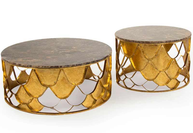 Zentique - Casey Brown / Gold Leaf 31'' Wide Round Coffee Table (Set of 2) - LI-SH15-18-149