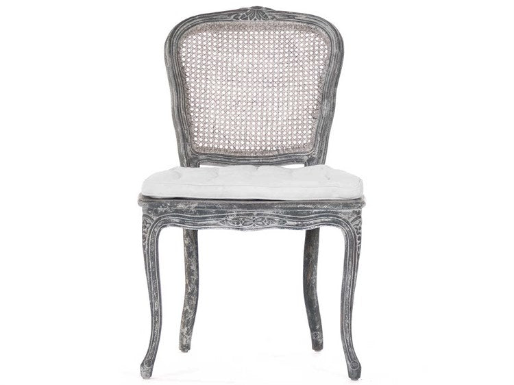 Zentique - Annette Antique White / Cream Velvet Side Dining Chair - LI-SH8-22-19-1 Distressed Blue