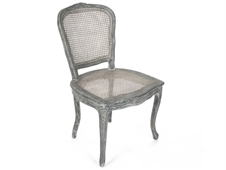 Zentique - Annette Antique White / Cream Velvet Side Dining Chair - LI-SH8-22-19-1 Distressed Blue - GreatFurnitureDeal