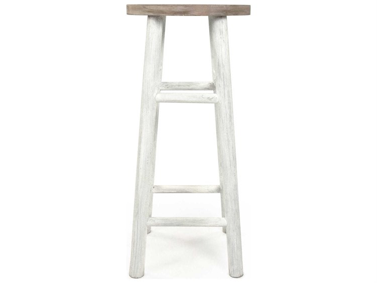 Zentique - Parisienne Natural / Distressed White Side Bar Height Stool - SET OF 2 - PC089