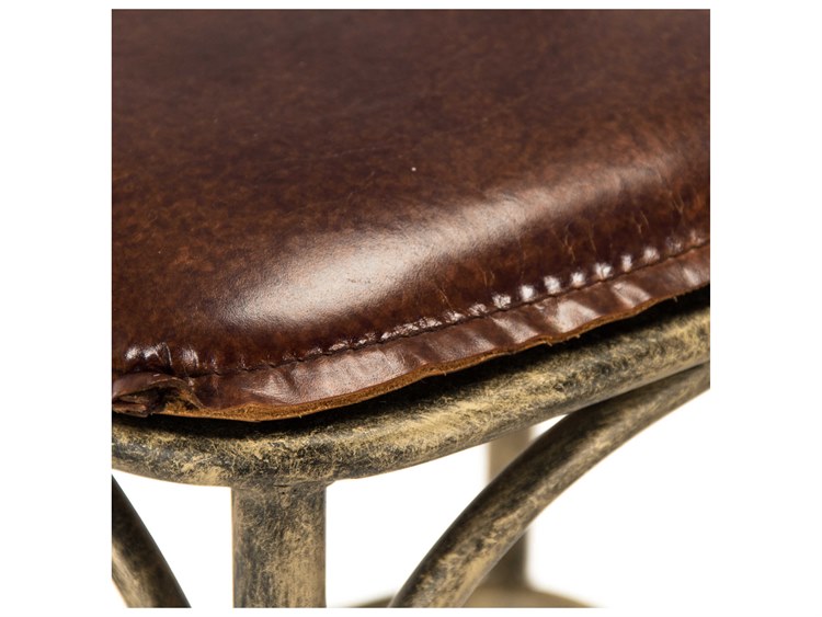 Zentique - Manos Antique Bronze / Brown Leather Side Bar Height Stool - PF31 Bar Stool Bronze - GreatFurnitureDeal