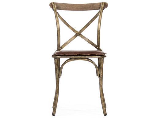 Zentique - Manos Antique Bronze / Brown Leather Side Dining Chair - PF31 Bronze - GreatFurnitureDeal
